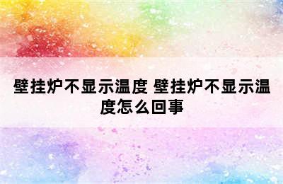 壁挂炉不显示温度 壁挂炉不显示温度怎么回事